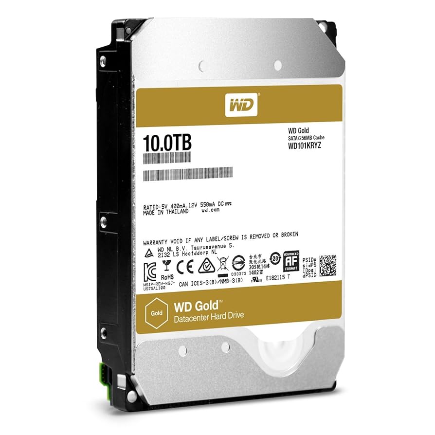 内蔵型ハードディスクドライブ Western Digital Gold 10TB 7200rpm 256MB WD102KRYZ-01A5AB0 - Western Digital Gold 10TB 7200RPM SATA